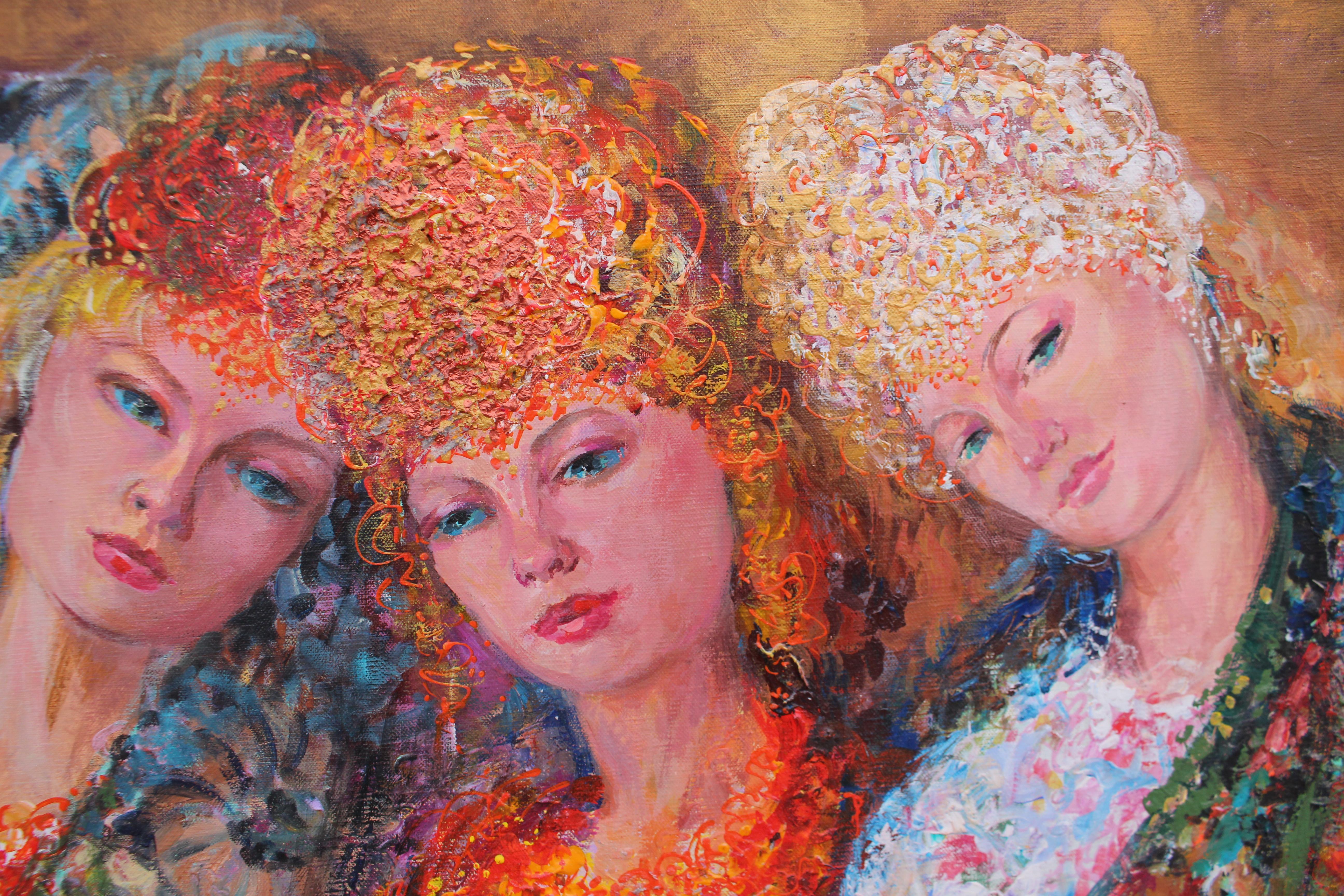 Art français contemporain de Liubov Juravliova - Trois Tsarines - Contemporain Painting par Christiane Hess 