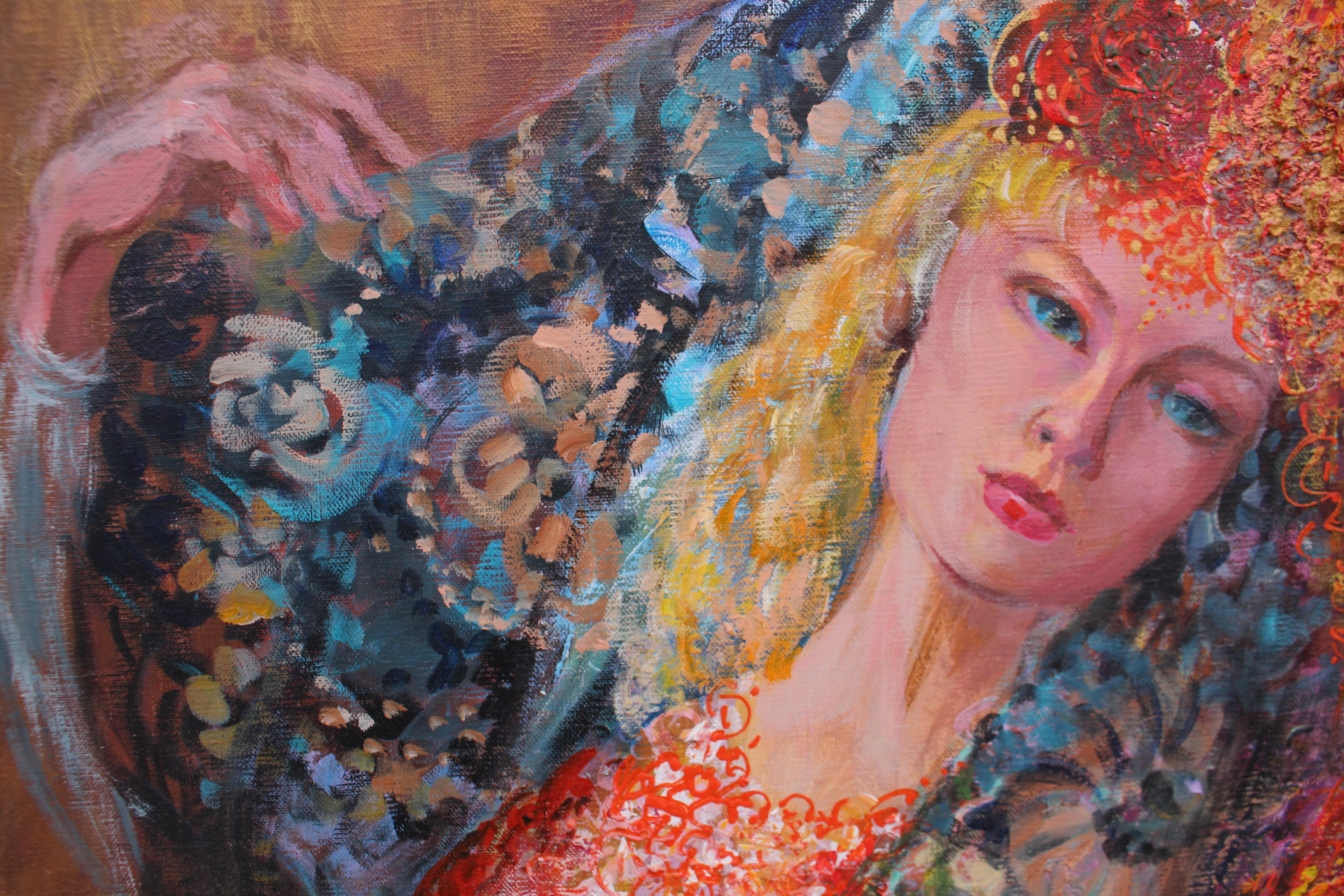 Art français contemporain de Liubov Juravliova - Trois Tsarines - Marron Abstract Painting par Christiane Hess 