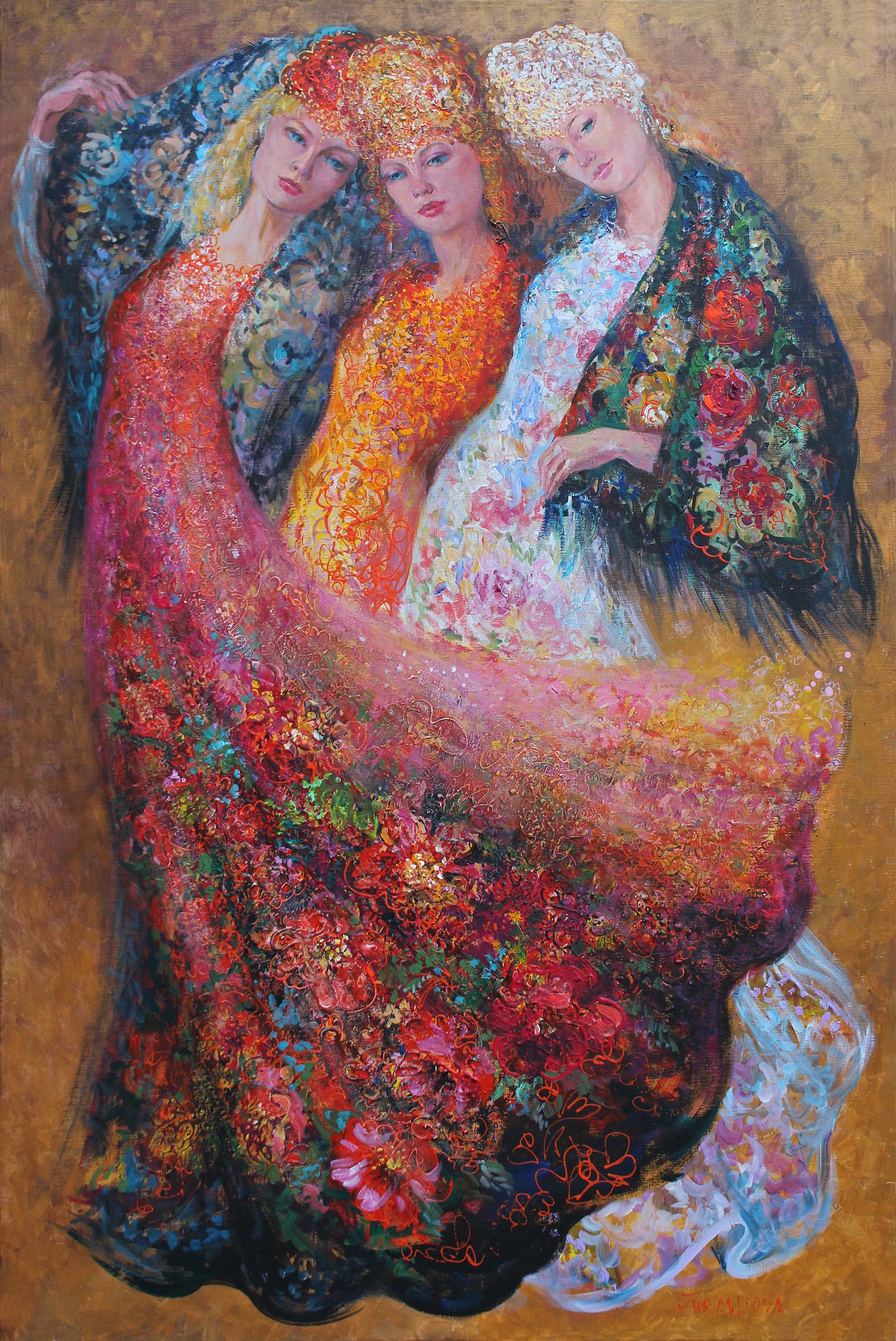Abstract Painting Christiane Hess  - Art français contemporain de Liubov Juravliova - Trois Tsarines