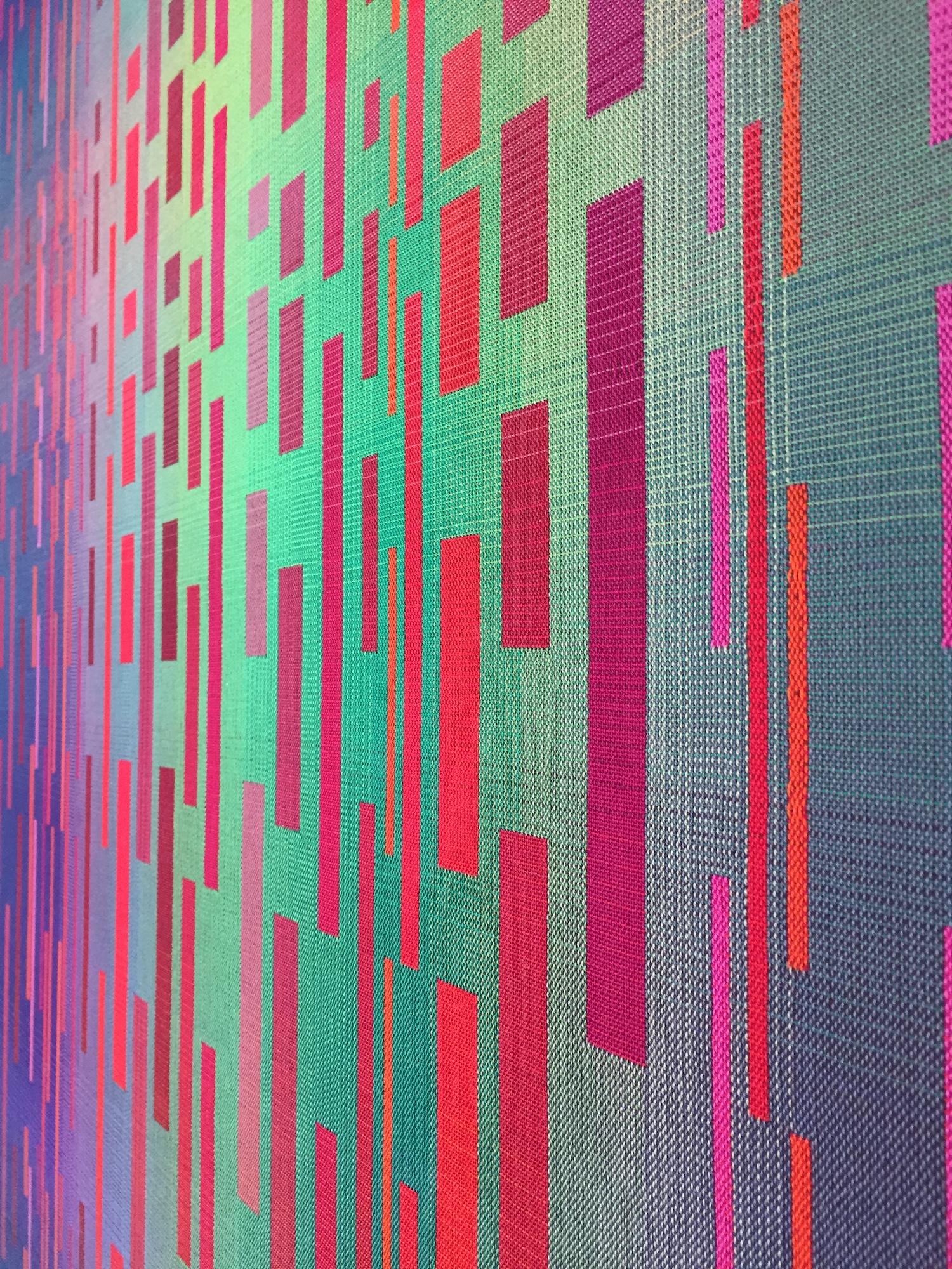 2018 I von Christiane Maurer - Textilkunst, Linie, Farbe, Webstuhl, Vivid, handgewebt im Angebot 11