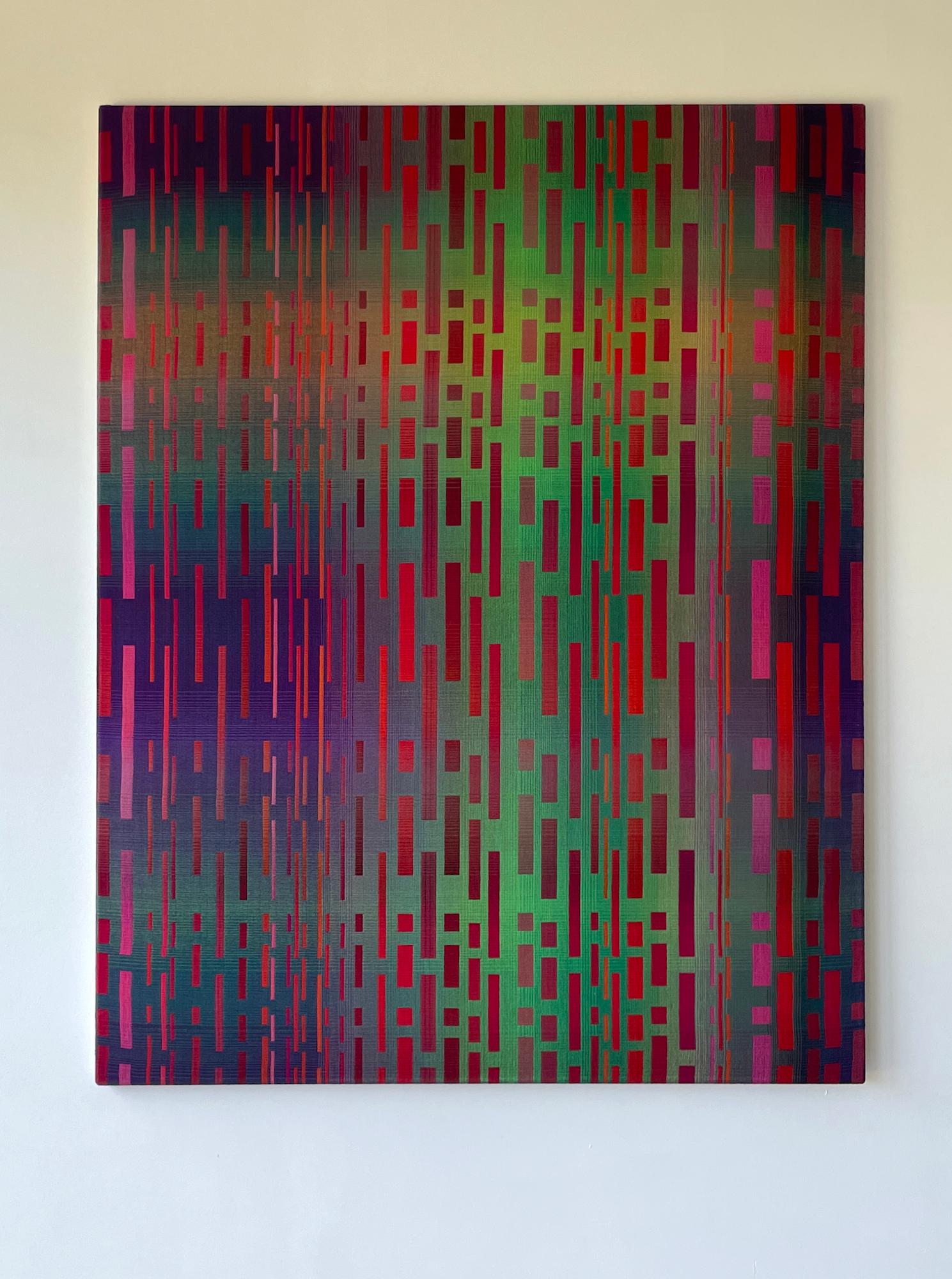 2018 I von Christiane Maurer - Textilkunst, Linie, Farbe, Webstuhl, Vivid, handgewebt im Angebot 1