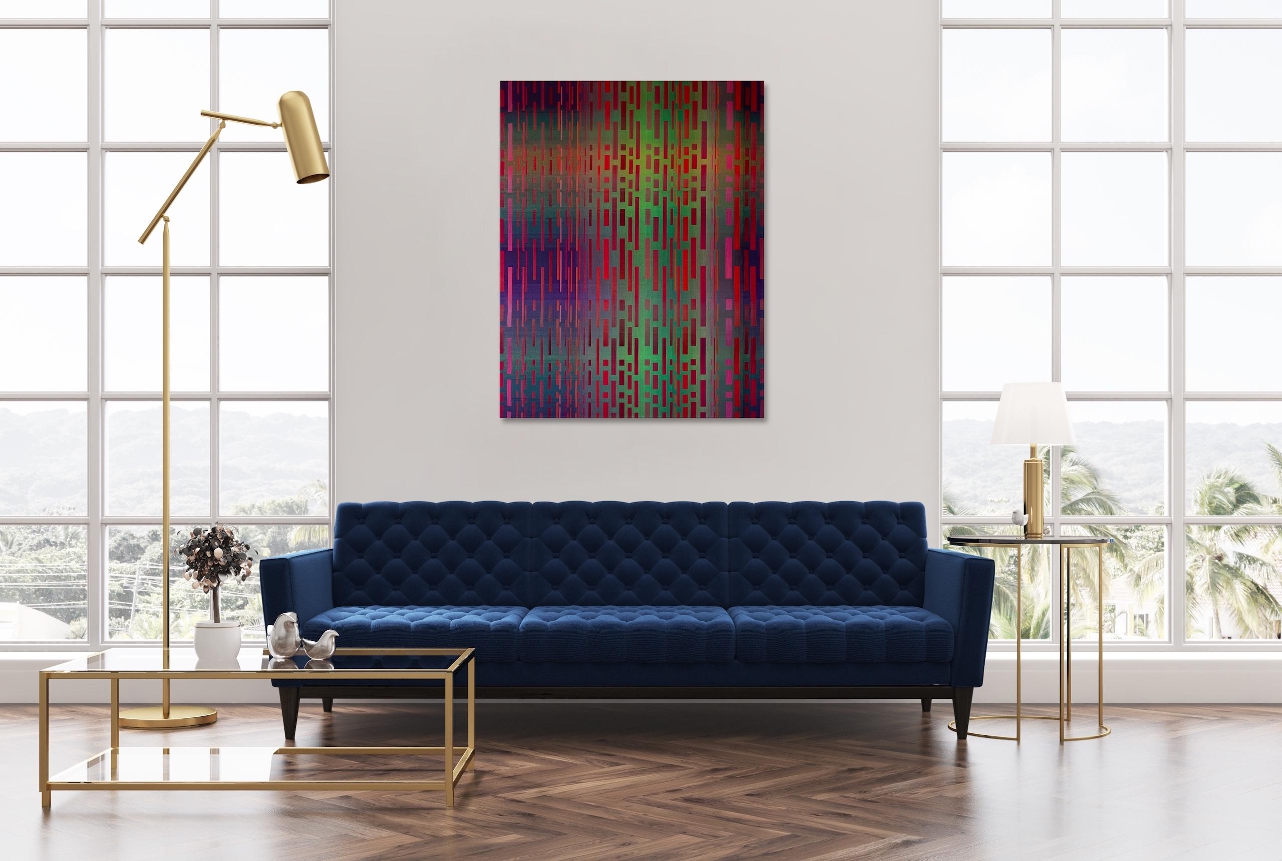 2018 I von Christiane Maurer - Textilkunst, Linie, Farbe, Webstuhl, Vivid, handgewebt im Angebot 2