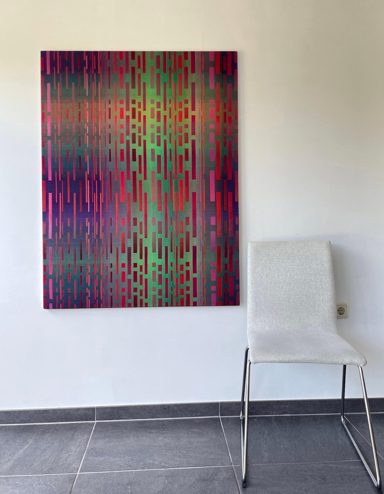 2018 I von Christiane Maurer - Textilkunst, Linie, Farbe, Webstuhl, Vivid, handgewebt im Angebot 3