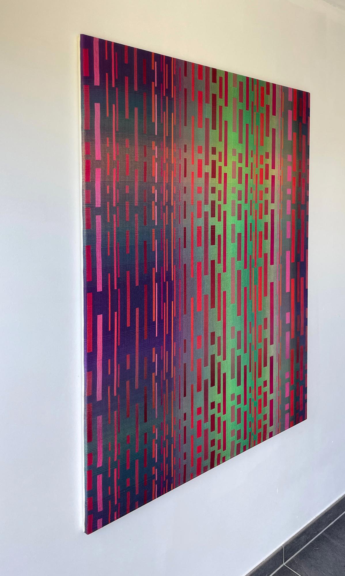 2018 I von Christiane Maurer - Textilkunst, Linie, Farbe, Webstuhl, Vivid, handgewebt im Angebot 5