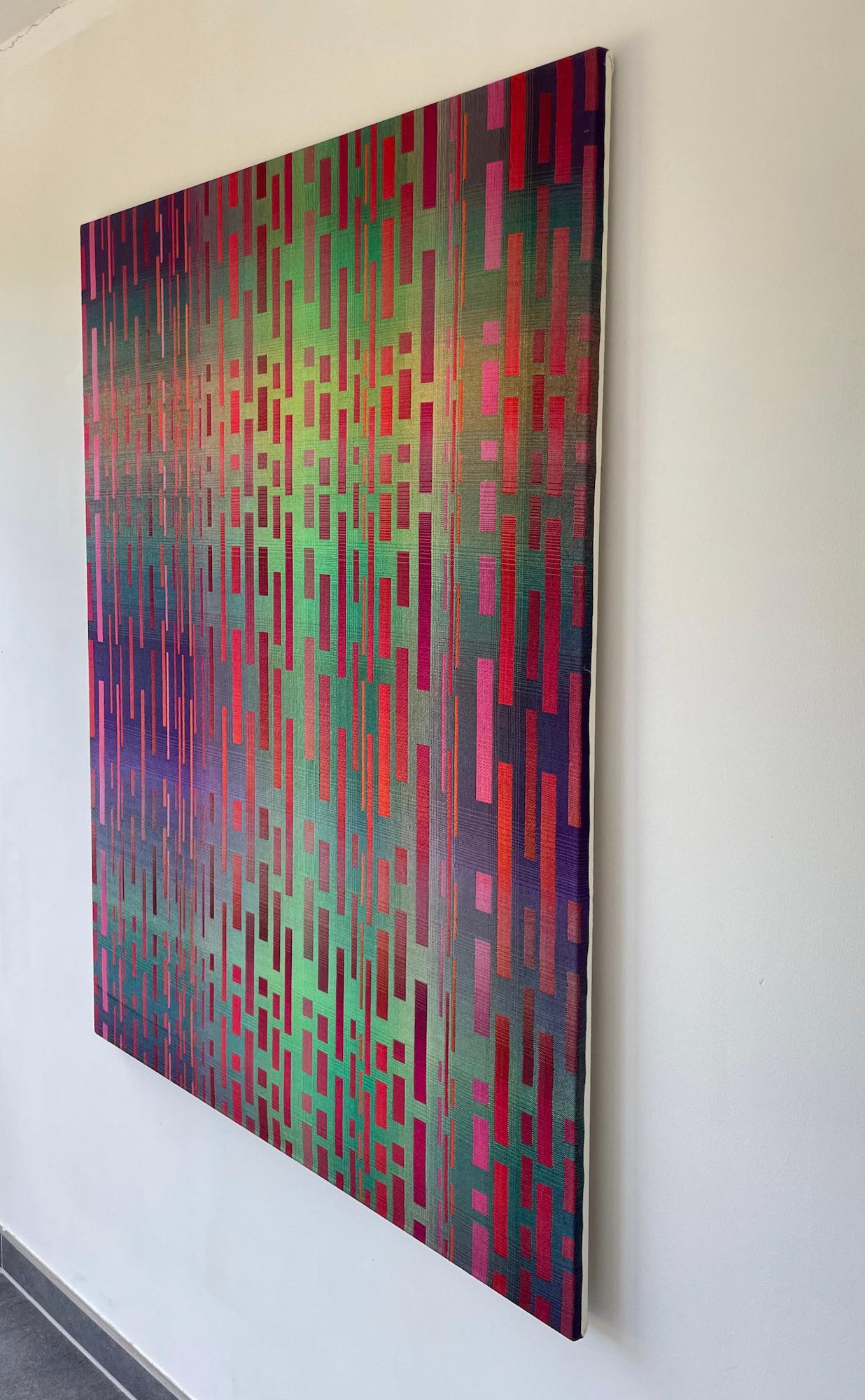 2018 I von Christiane Maurer - Textilkunst, Linie, Farbe, Webstuhl, Vivid, handgewebt im Angebot 6