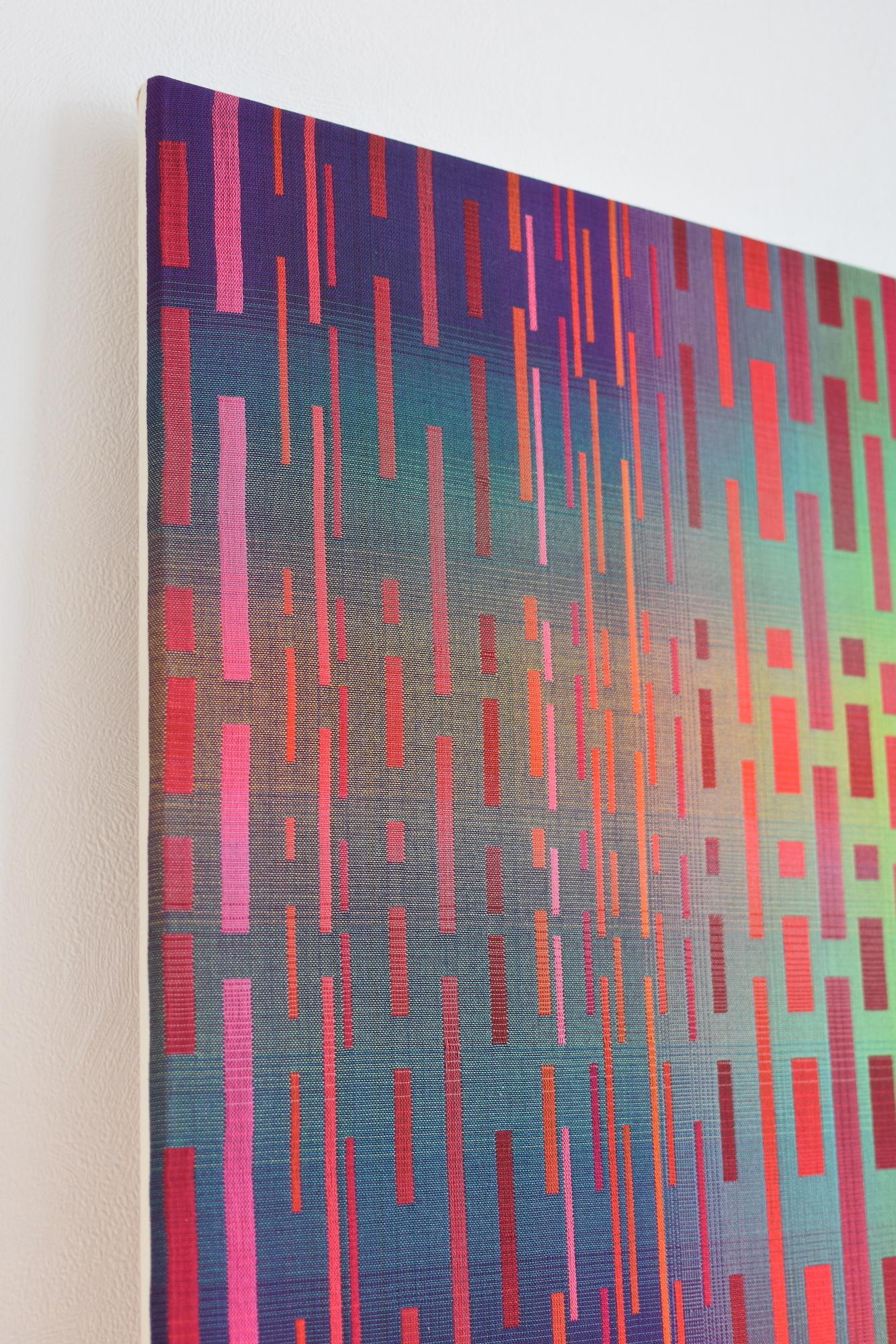 2018 I von Christiane Maurer - Textilkunst, Linie, Farbe, Webstuhl, Vivid, handgewebt im Angebot 7