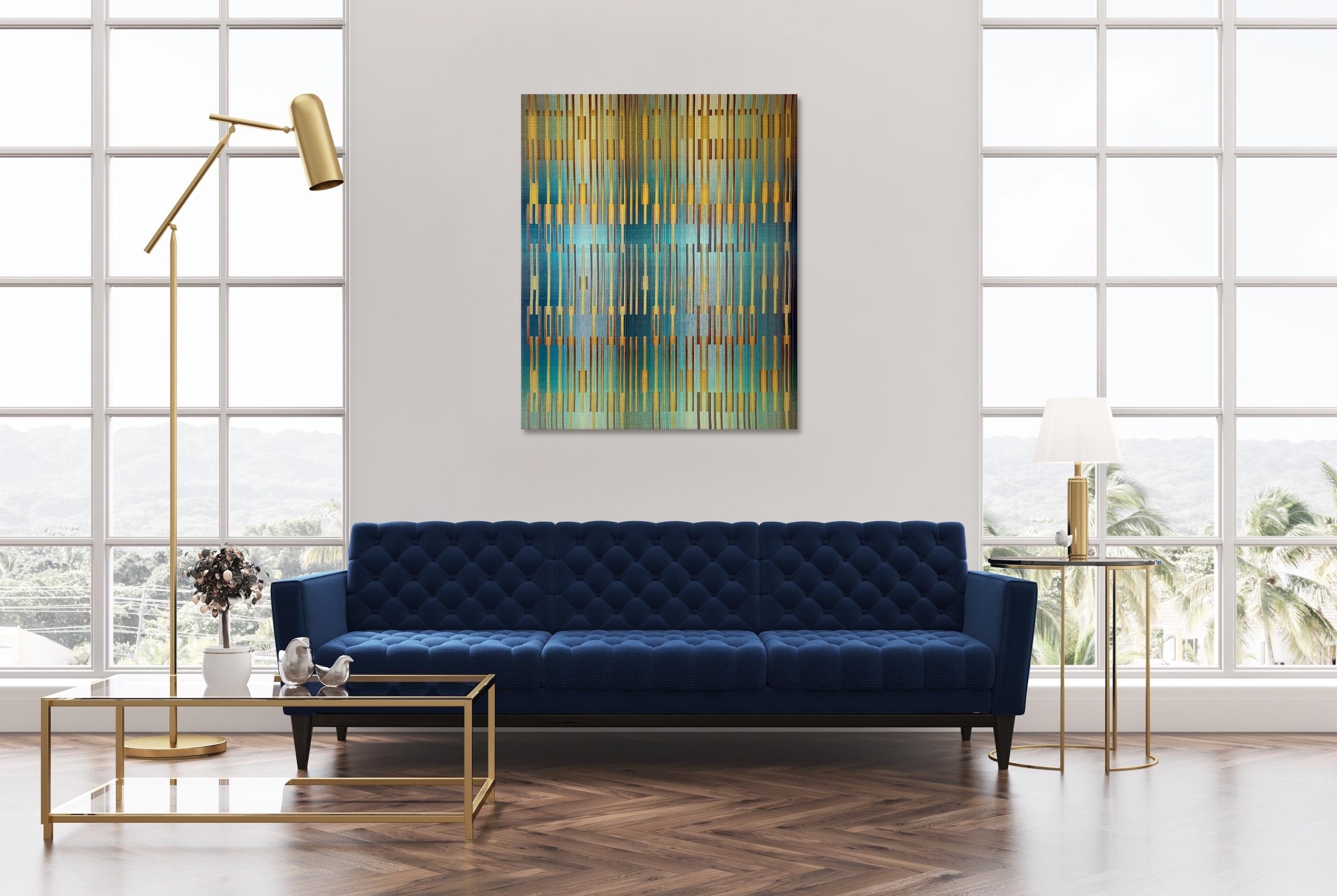 2020 V de Christiane Maurer - Arte textil, motivo geométrico, tejido a mano en venta 2