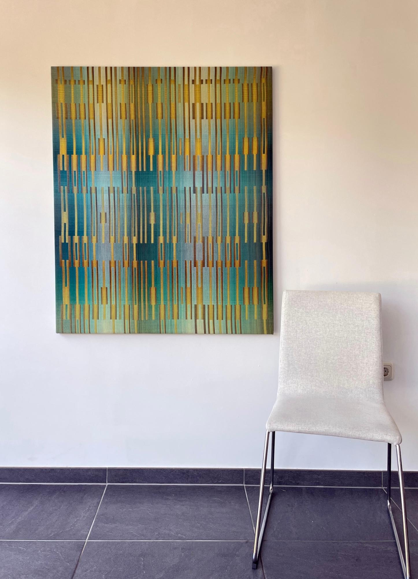 2020 V de Christiane Maurer - Arte textil, motivo geométrico, tejido a mano en venta 3