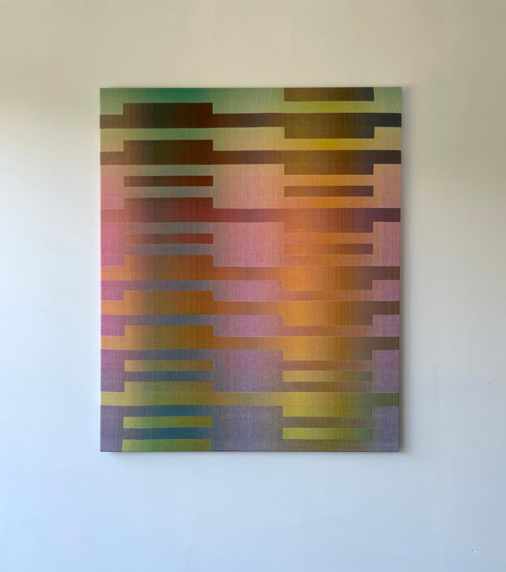 2021 II - 3 von Christiane Maurer - Textilkunst, Linie, lebendige Farben, handgewebt im Angebot 1