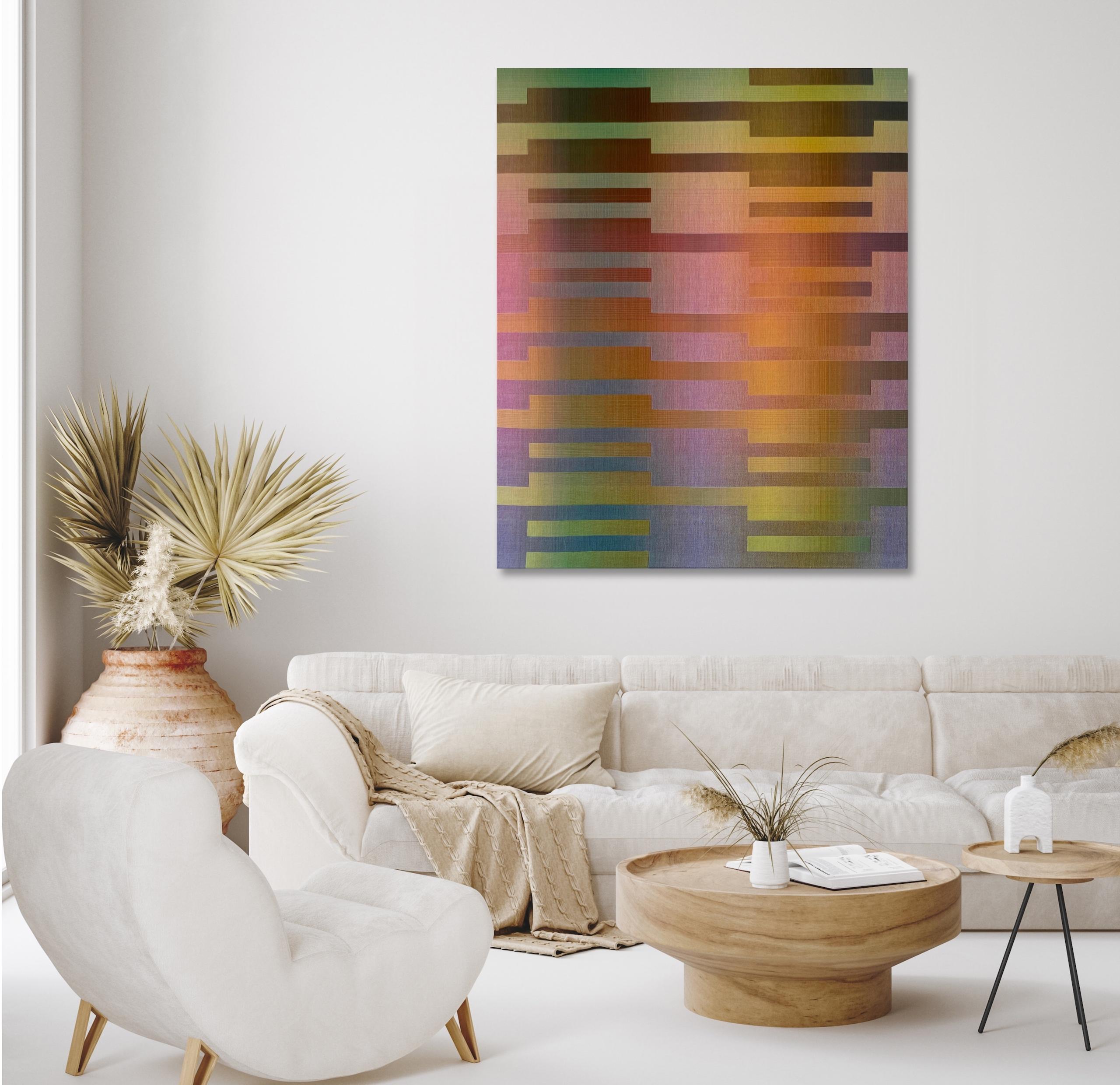 2021 II - 3 von Christiane Maurer - Textilkunst, Linie, lebendige Farben, handgewebt im Angebot 2