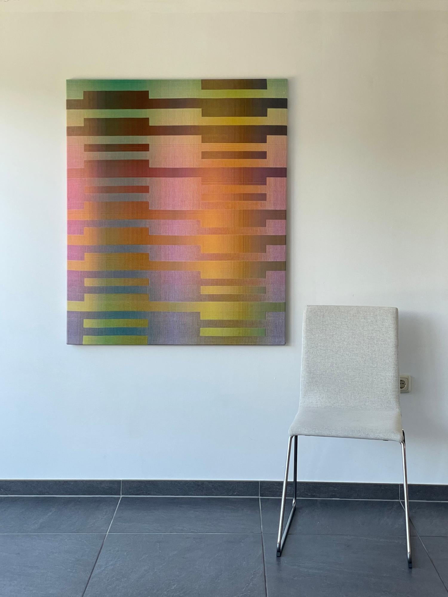 2021 II - 3 von Christiane Maurer - Textilkunst, Linie, lebendige Farben, handgewebt im Angebot 3