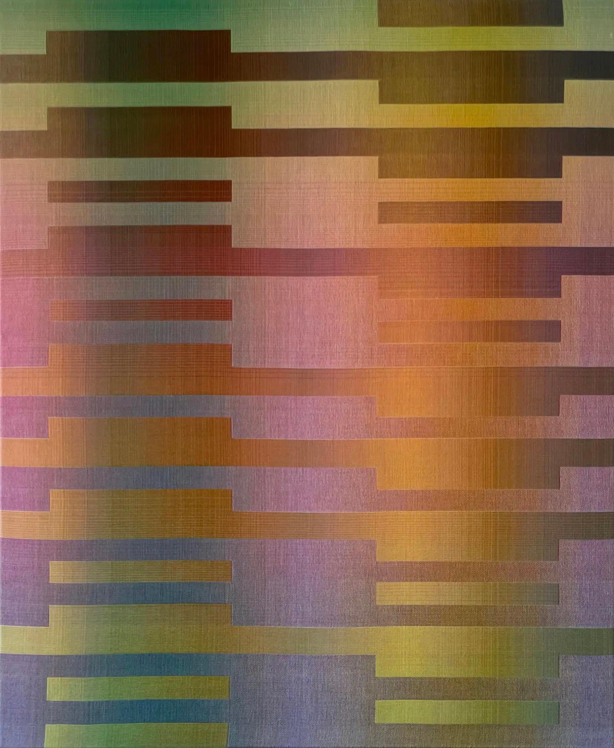 2021 II – 3 by Christiane Maurer - Textile art, line, vivid colors, handwoven