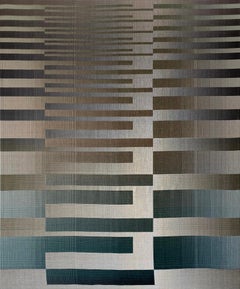 2022 I - 1 von Christiane Maurer - Textilkunst, Linie, Farbe, Grün, handgewebt