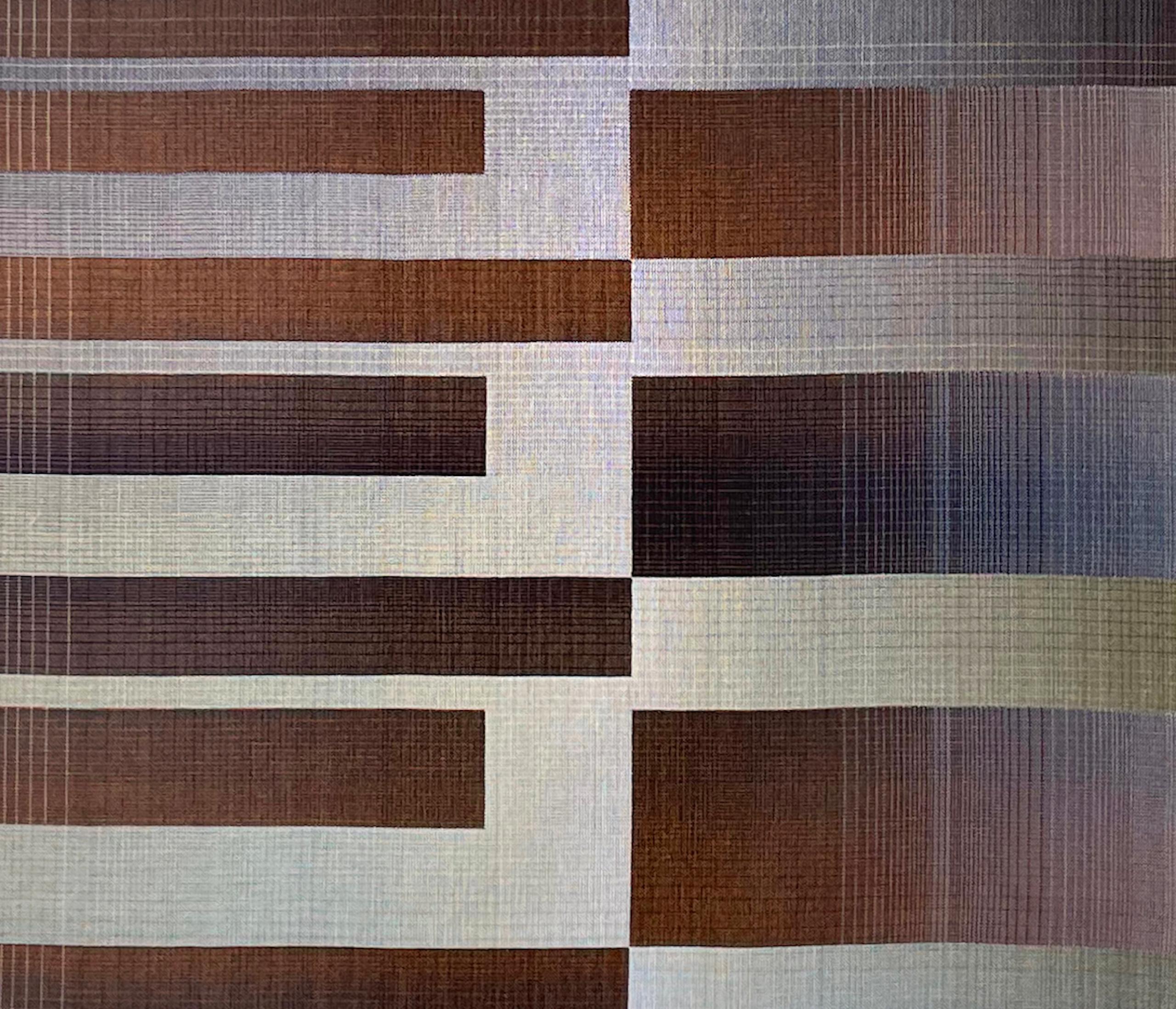 2022 I - 2 von Christiane Maurer - Textilkunst, geometrisch, Brauntöne im Angebot 5