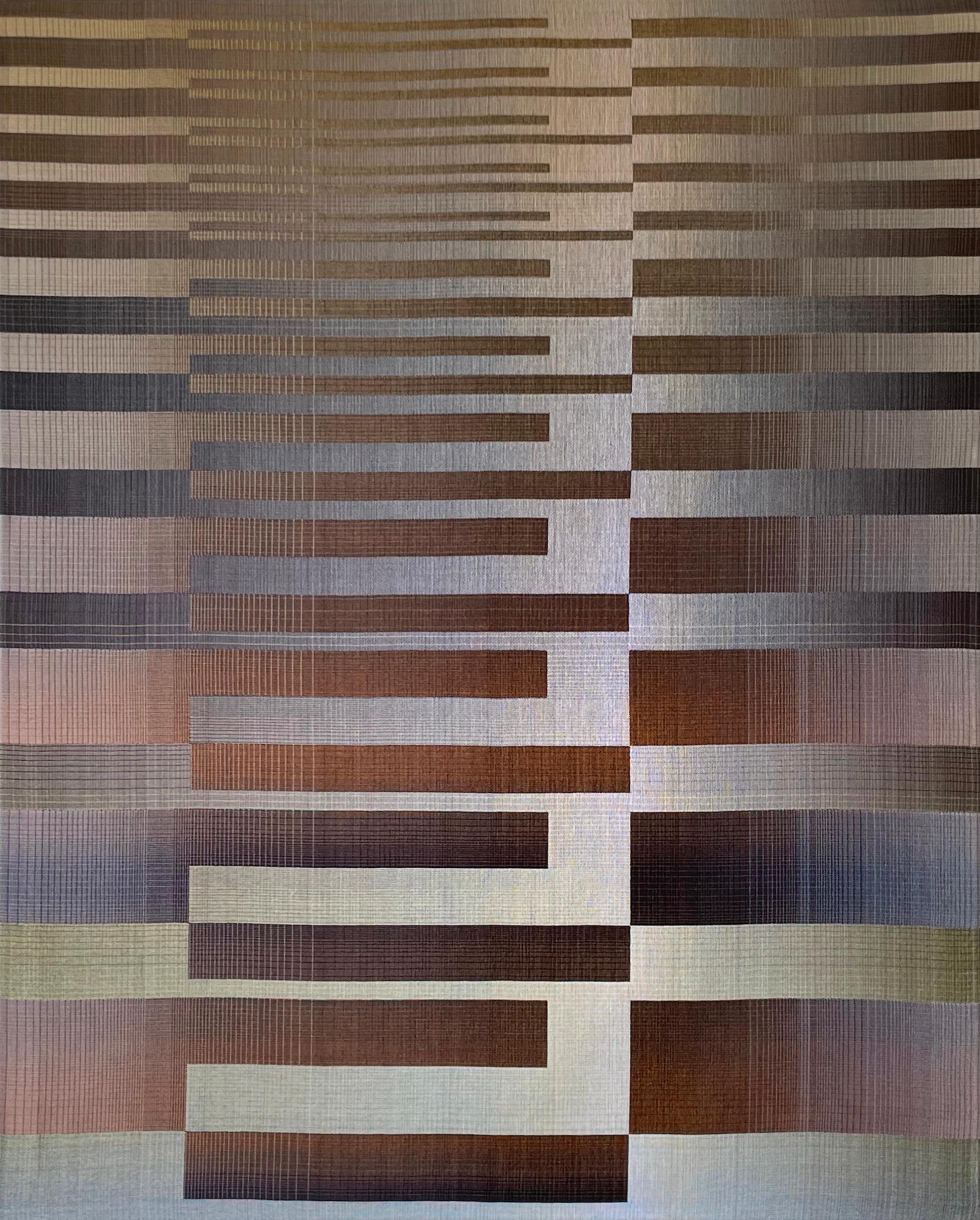 2022 I - 2 de Christiane Maurer - Arte textil, geométrico, tonos marrones