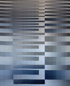 2022 I - 4 von Christiane Maurer - Textilkunst, Linie, Farbe, blau, handgewebt