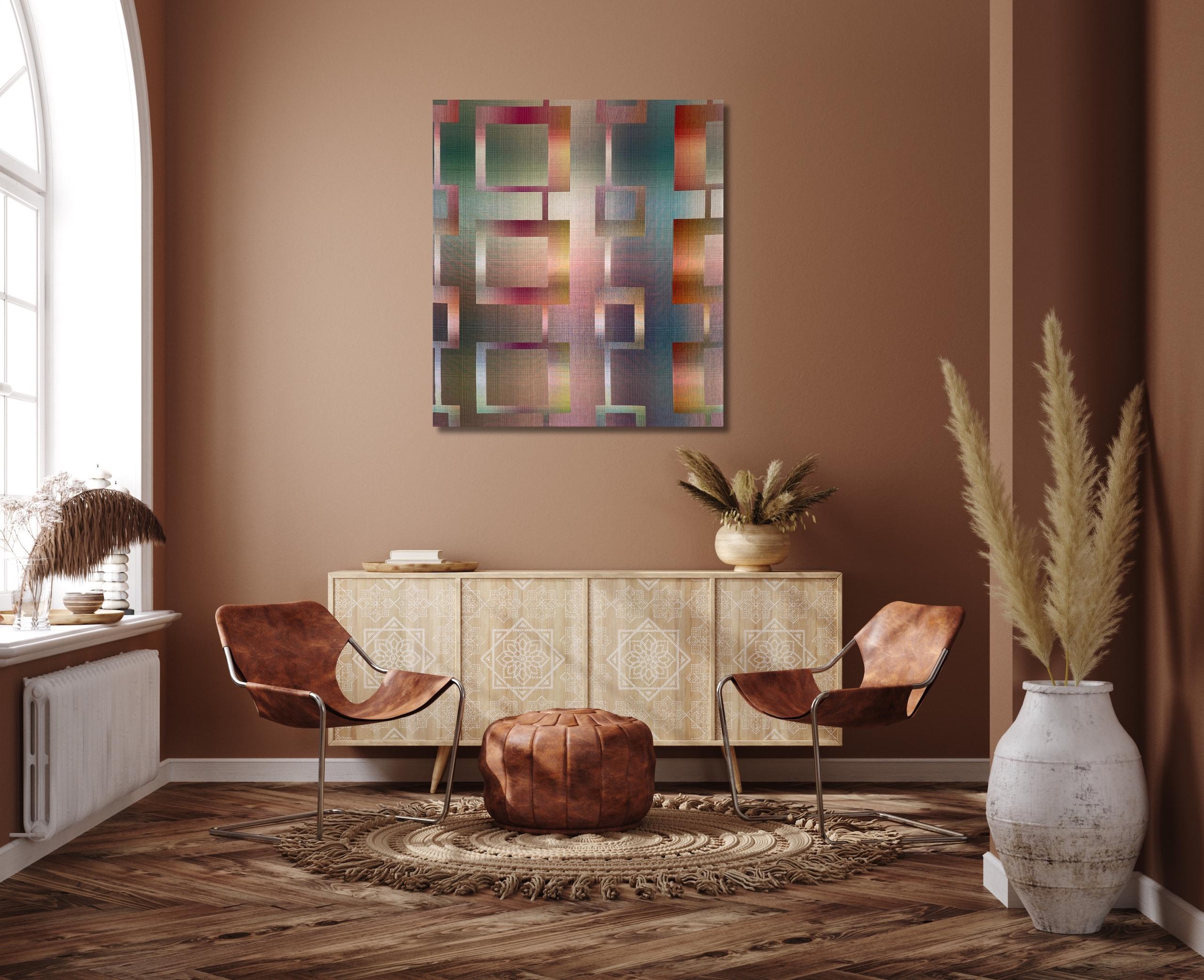 2023 II - 3 von Christiane Maurer - Textilkunst, Linie, mehrfarbig, handgewebt im Angebot 1