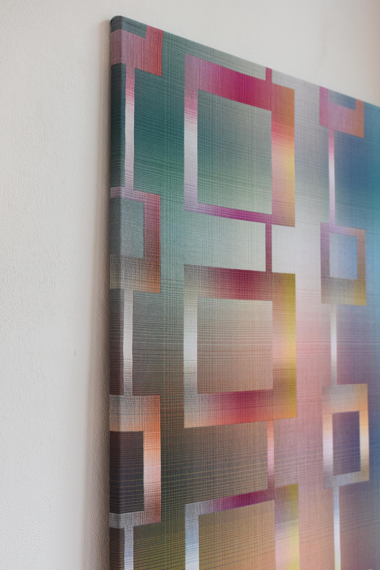 2023 II - 3 von Christiane Maurer - Textilkunst, Linie, mehrfarbig, handgewebt im Angebot 7