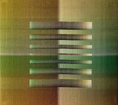 2023 III – 4 by Christiane Maurer - Textile art, line, geometric, green tone
