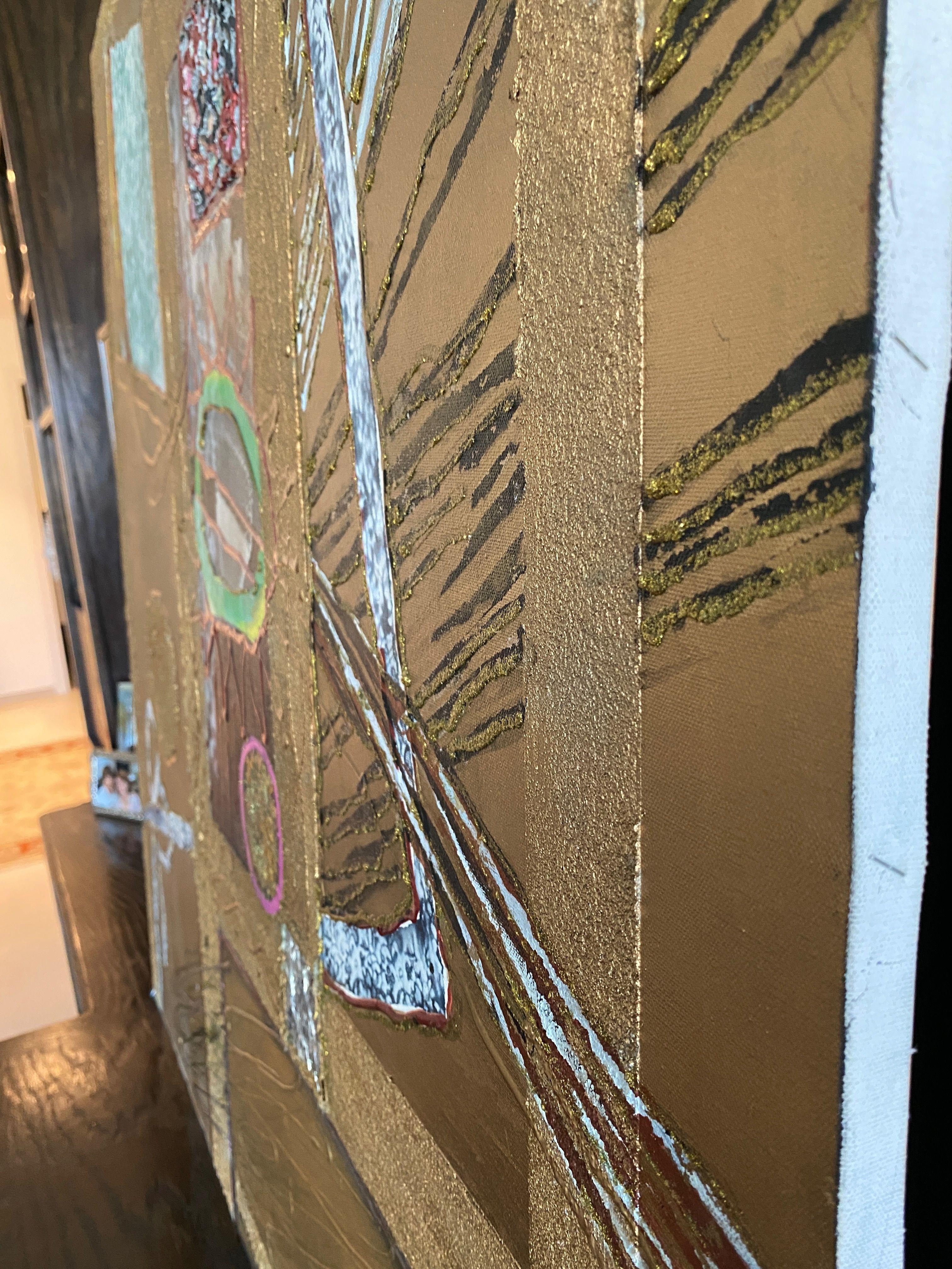 New Mexico, Pittura, Acrilico su tela - Abstract Painting Beige di Christiane PapÃ©