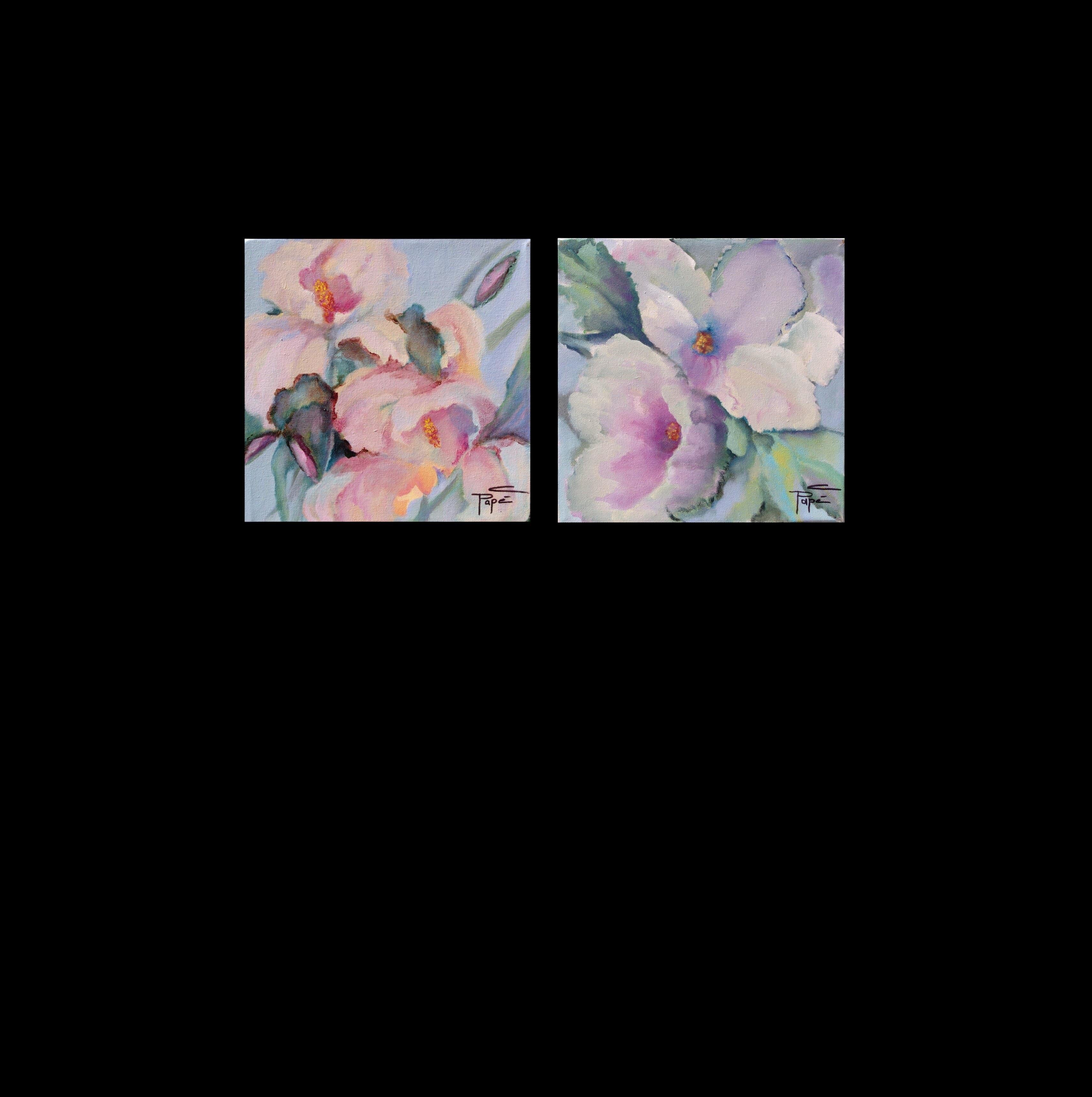 Blumen- Diptychon, Gemälde, Acryl auf Leinwand – Painting von Christiane PapÃ©