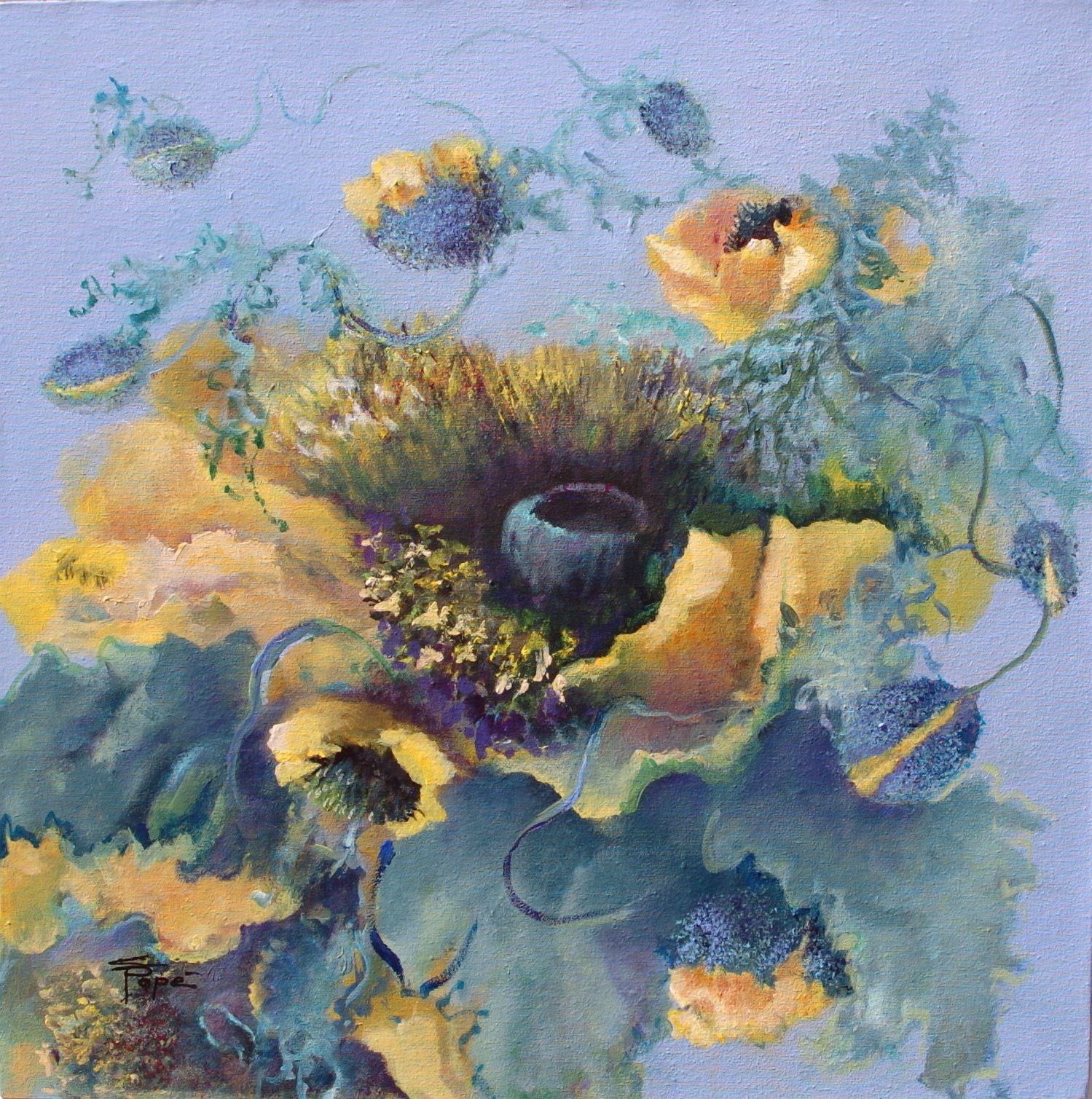 Amapola amarilla, Pintura, Acrílico sobre lienzo - Painting de Christiane Pap├⌐