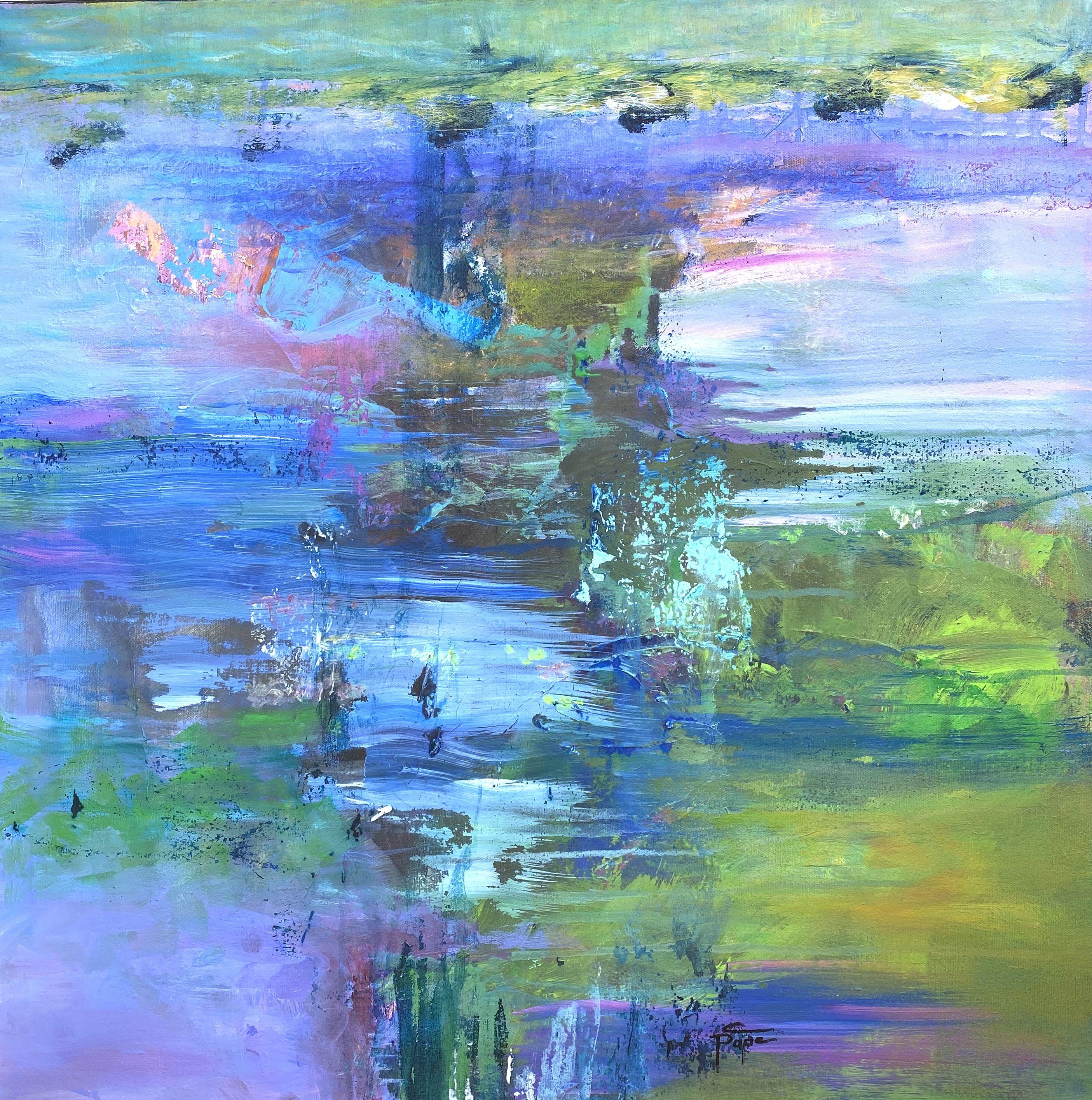 Christiane Pape Abstract Painting - Coucher de Soleil, Painting, Acrylic on Canvas