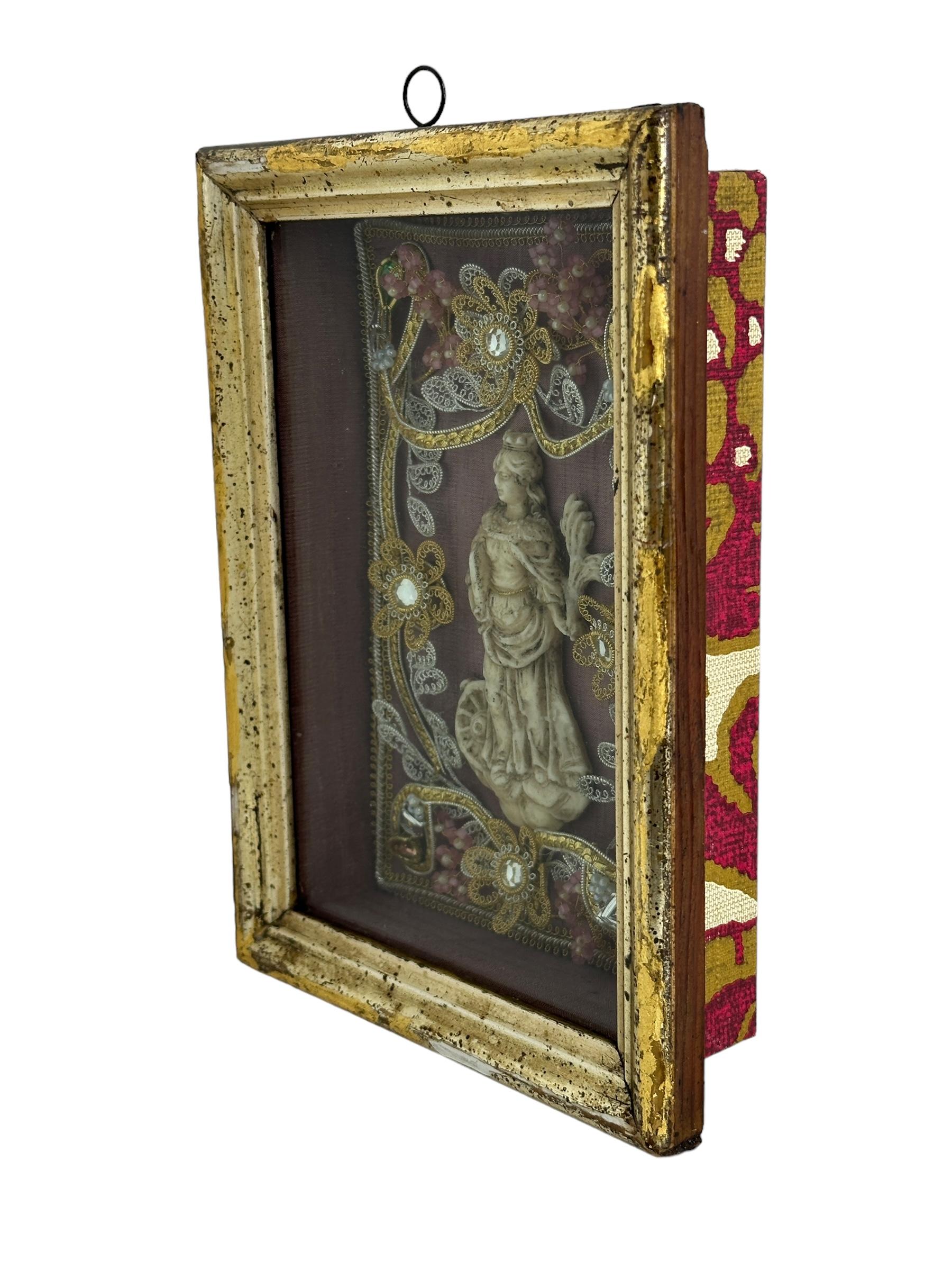 20th Century Christianity Monastery Work Framed Wall Decoration Mary Antique German 1910s