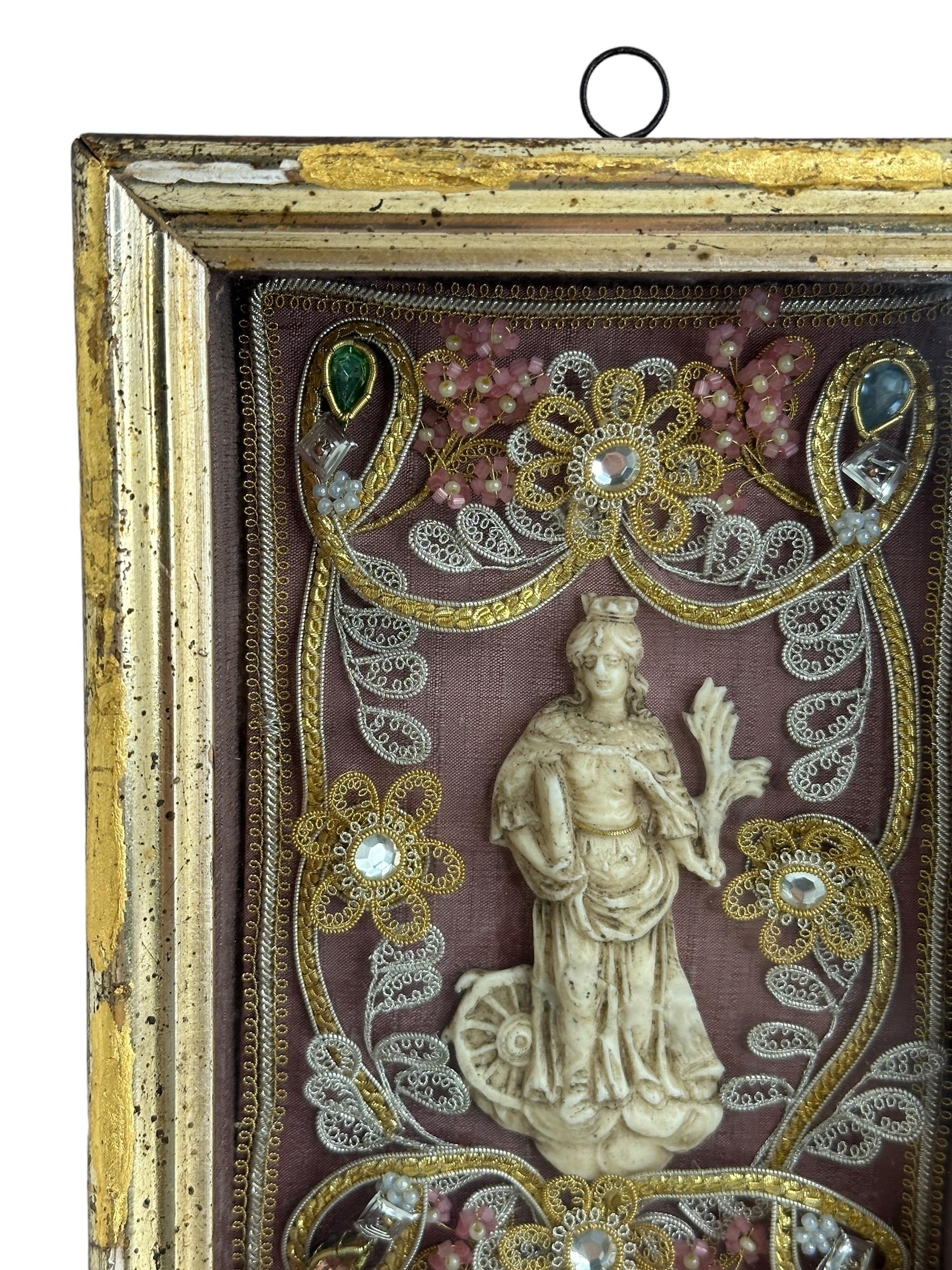 Christianity Monastery Work Framed Wall Decoration Mary Antique German 1910s 2