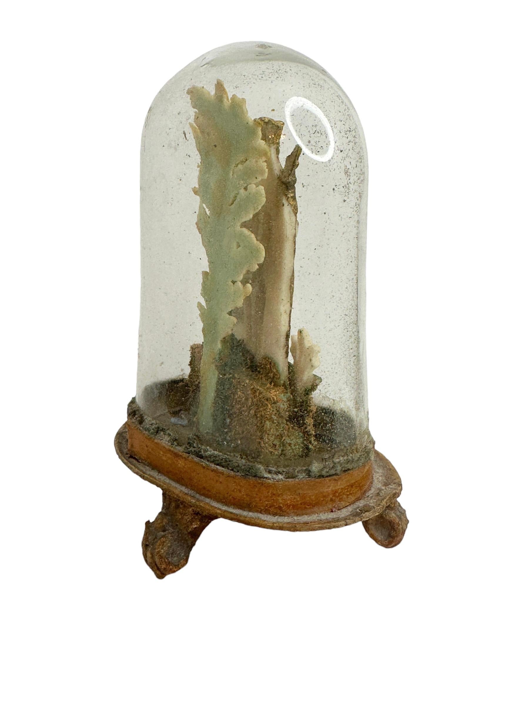 Hand-Crafted Christianity Monastery Work Mother & Child in Glass Display Case Antique German For Sale