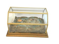 Christianity Monastery Work Wax Jesus Child in Glass Display Case Antique German