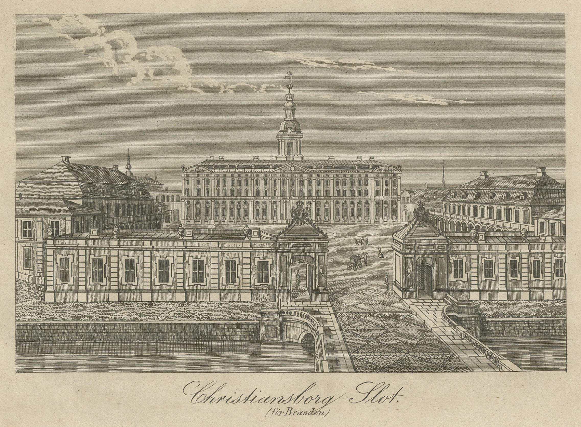 Christiansborg Slot in Kopenhagen, Dänemark, vor dem Brand im Jahr 1794, um 1860 (Papier) im Angebot