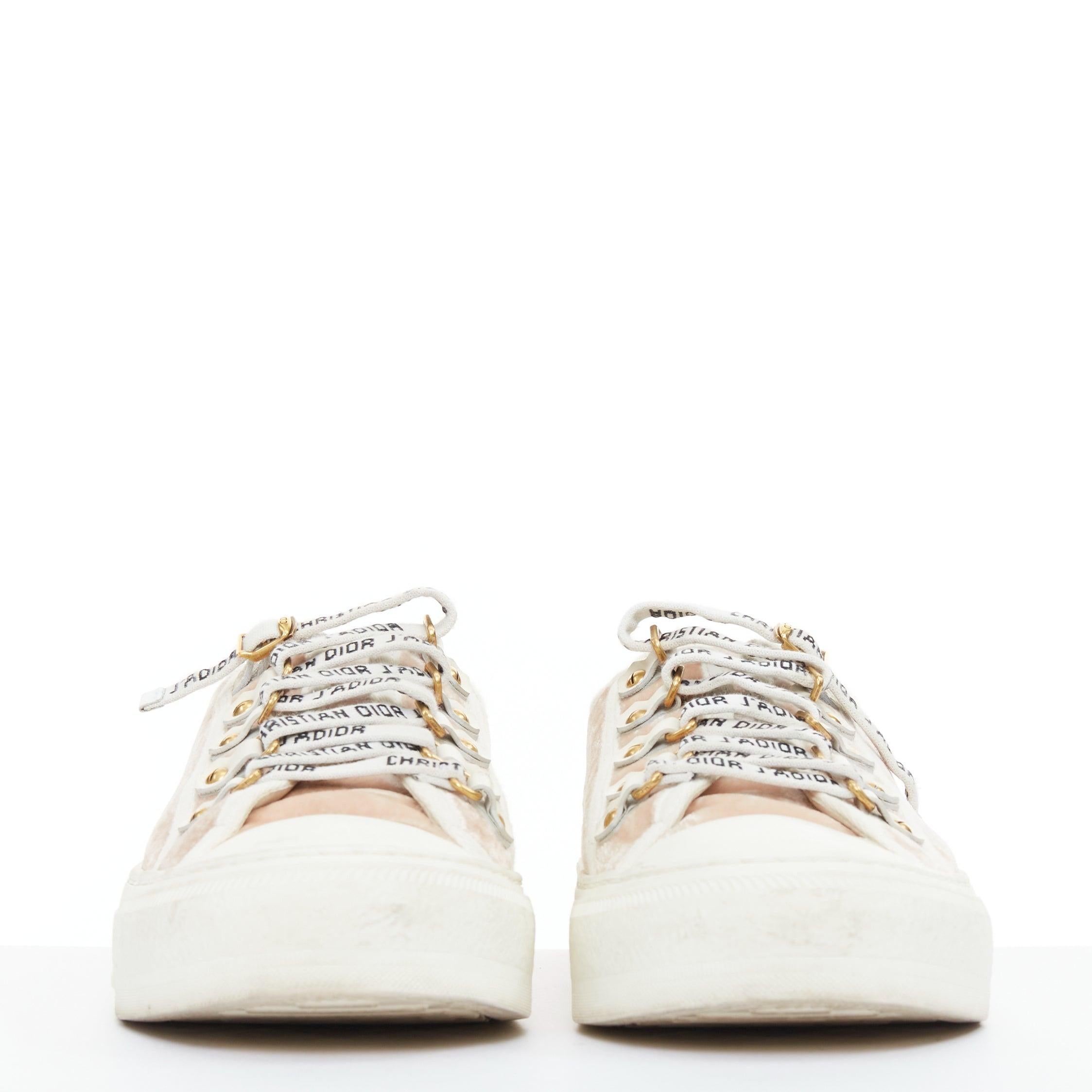 Beige CHRISTIAS DIOR WalknDior in velluto con logo, scarpe da ginnastica basse con piattaforma EU37.5 in vendita