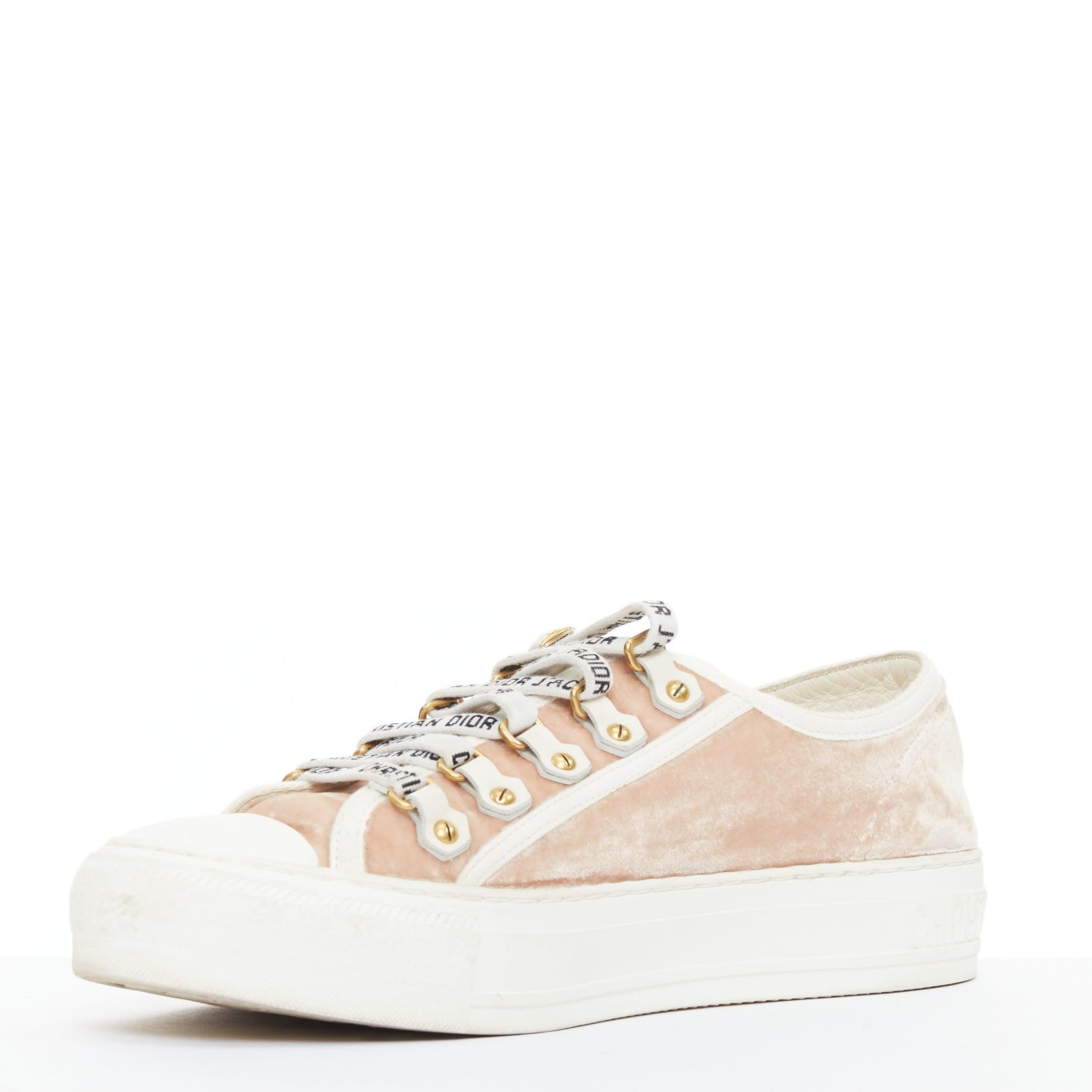 Donna CHRISTIAS DIOR WalknDior in velluto con logo, scarpe da ginnastica basse con piattaforma EU37.5 in vendita