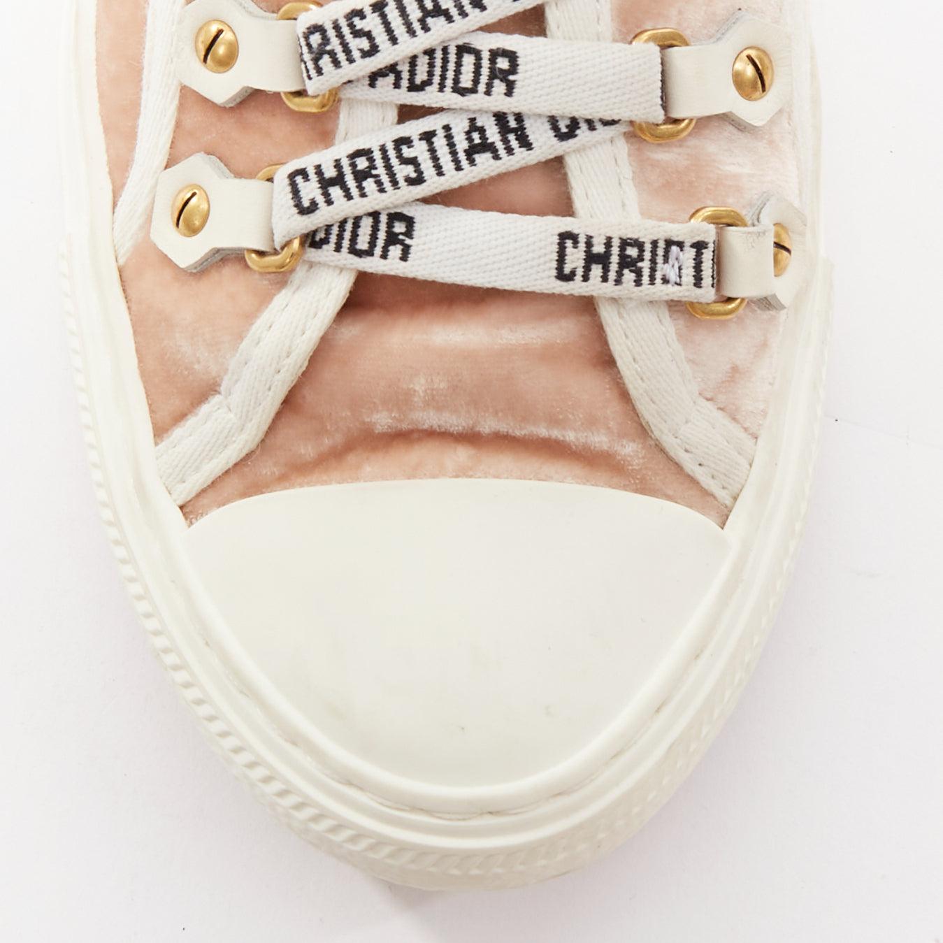 CHRISTIAS DIOR WalknDior in velluto con logo, scarpe da ginnastica basse con piattaforma EU37.5 in vendita 2