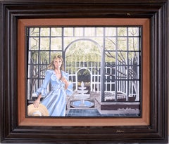 Lady in the Arboretum, Original Figurative Oil Painting (1980)