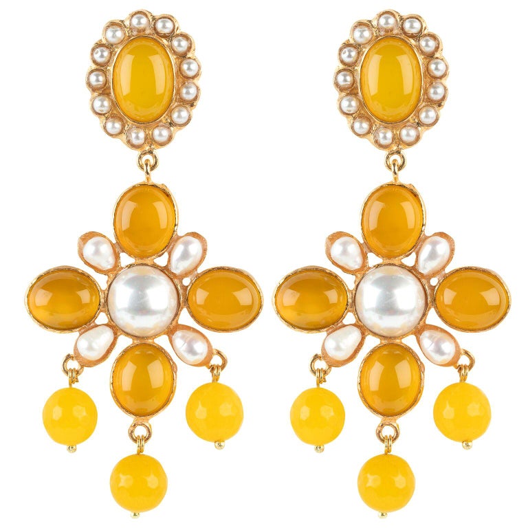 Christie Nicolaides Earrings in Yellow Agate For Sale at 1stDibs