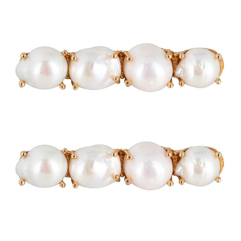 Christie Nicolaides Gold Ana Hair Clip Set in Pearl at 1stDibs