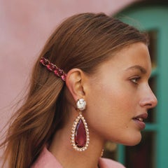 Christie Nicolaides Gold Ana Hair Clip Set in Pink Quartz