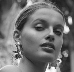 Christie Nicolaides Gold Chanel Earrings in Black Enamel & Pearl