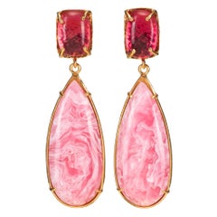 Christie Nicolaides Gold Franca Earrings in Pink Quartz