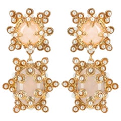 Christie Nicolaides Gold Lucia Earrings in Pink Quartz 
Pearl