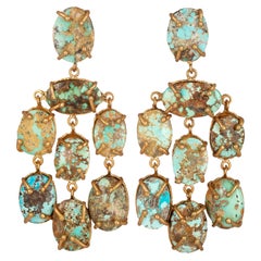 Christie Nicolaides Gold Martina Earrings in Natural Turquoise 