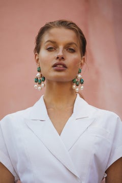 Christie Nicolaides Gold Vittoria Earrings in Turquoise and Pearl
