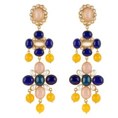 Christie Nicolaides Julietta Earrings in Gold with Amethyst and Lapis Lazuli