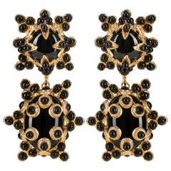 Christie Nicolaides Lucia Earrings in Gold with Black Agate