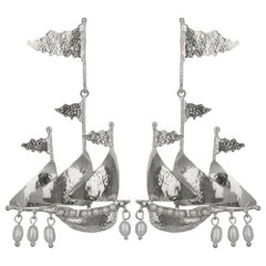 Christie Nicolaides Silver Capitana Earrings in Pearl 