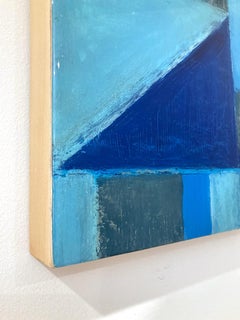 "Dive In 3" Blue Abstract Mixed Media Layered Composition on Baltic Birch Panel