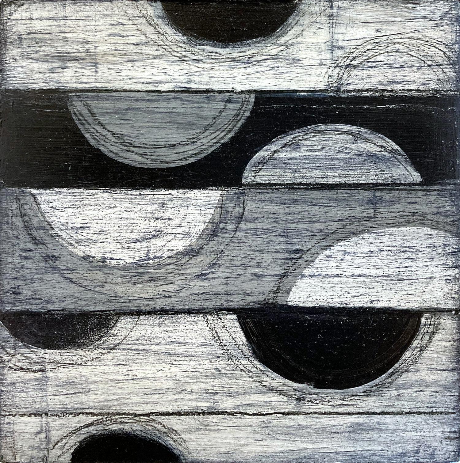 Abstract Painting di Christie Owen - "Elements 3036" Composizione astratta a strati in tecnica mista su pannello di betulla baltica