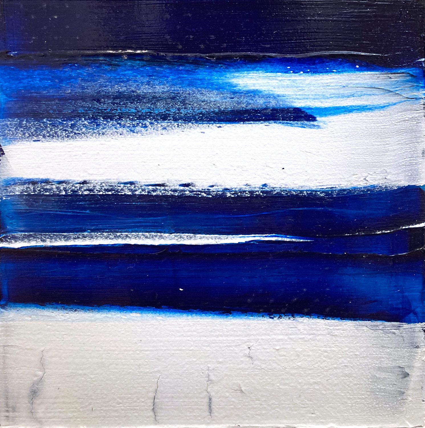 Abstract Painting di Christie Owen - "Elements 3083" Composizione astratta a strati in tecnica mista su pannello di betulla baltica
